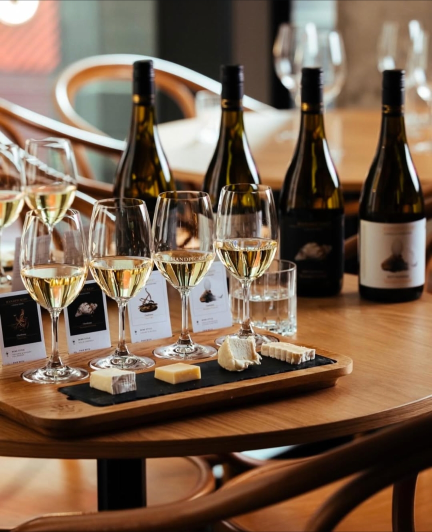 Chardonnay and cheese wine flight Handpicked